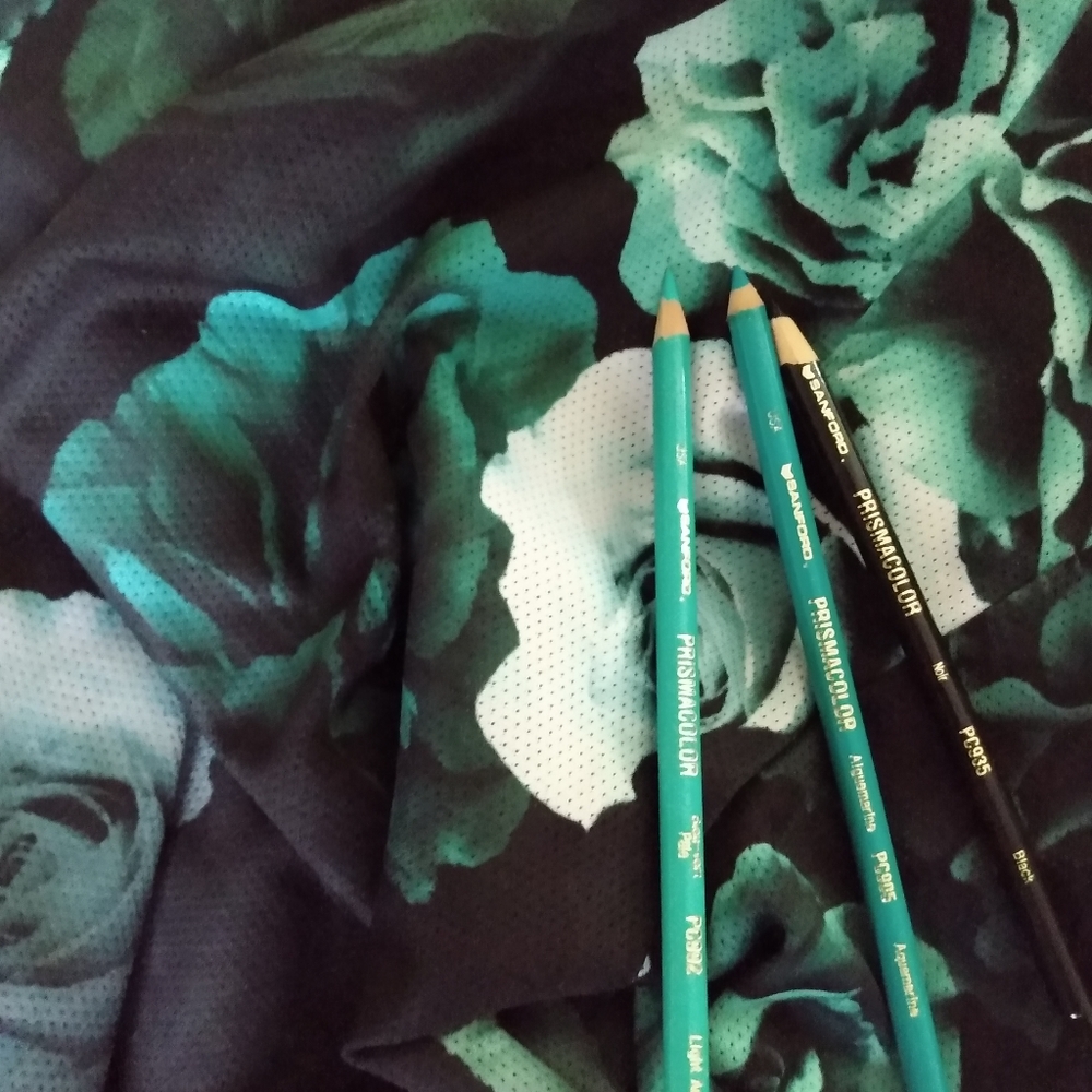 Jersey Tshirt, oversize, turquoise roses